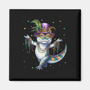 Funny Mardigator Mardi Gras Alligator Dancing Carn Magnet