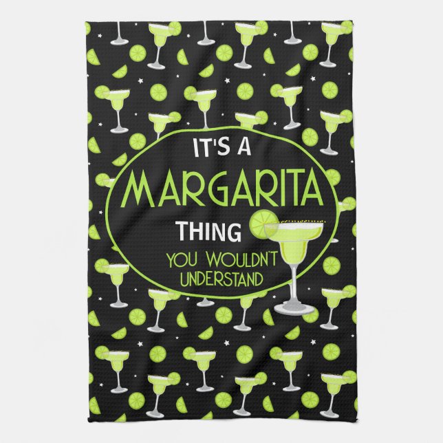 Funny Margarita Quote Cocktail Lover Kitchen Towel (Vertical)