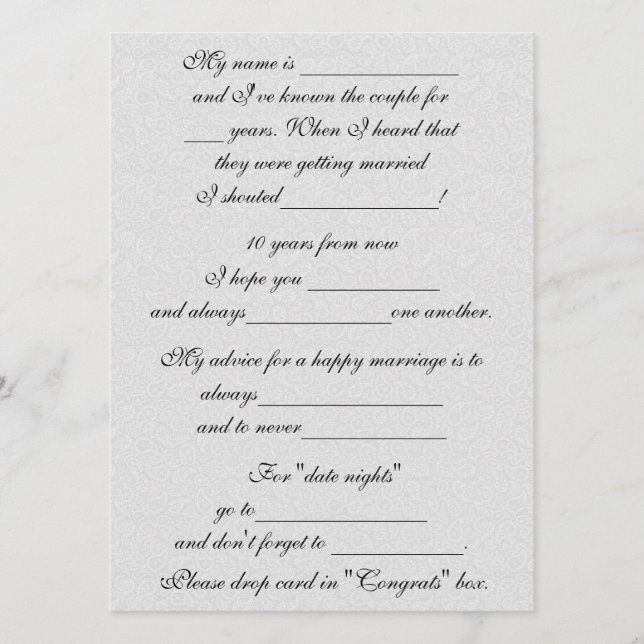 Funny Marriage Advice for Bride & Groom Card (Front)