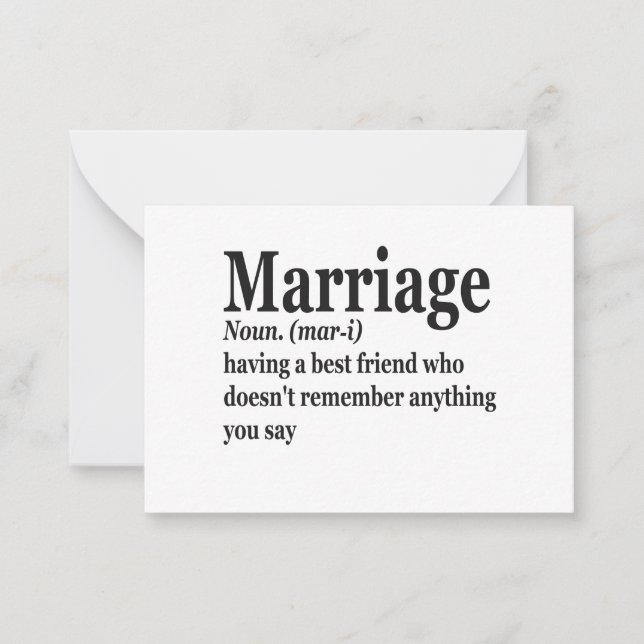 Funny Marriage Definition Couple Husband Wife Gift Card (Front)