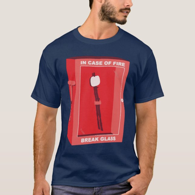 Funny Marshmallow Cartoon - In Case Of Fire T-Shirt (Front)