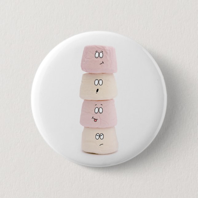 funny marshmallow characters 2 inch round button (Front)