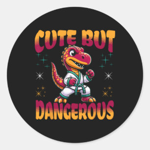 Funny Martial Arts Karate Taekwondo Dinosaur Anima Classic Round Sticker