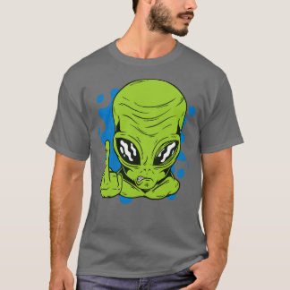Funny Martian Flipping Middle Finger T-Shirt