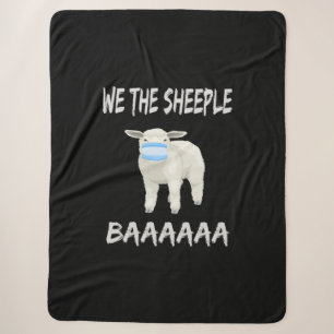 Funny mask sheep   sheeple wearing face mask sherpa blanket