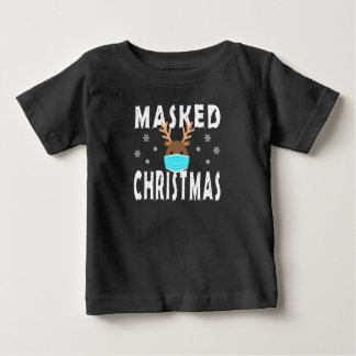 Funny Masked Christmas With Snowflakes Baby T-Shirt