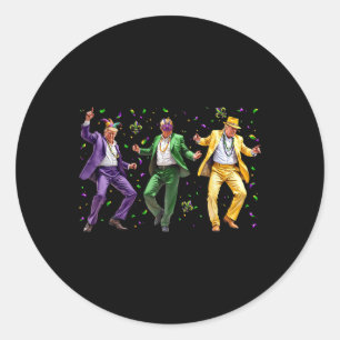 Funny Masked Trump Dance Mardi Gras New Orleans Ym Classic Round Sticker