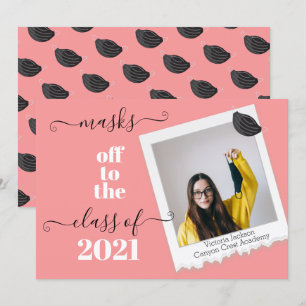 Funny Masks off Graduation photo Invitation