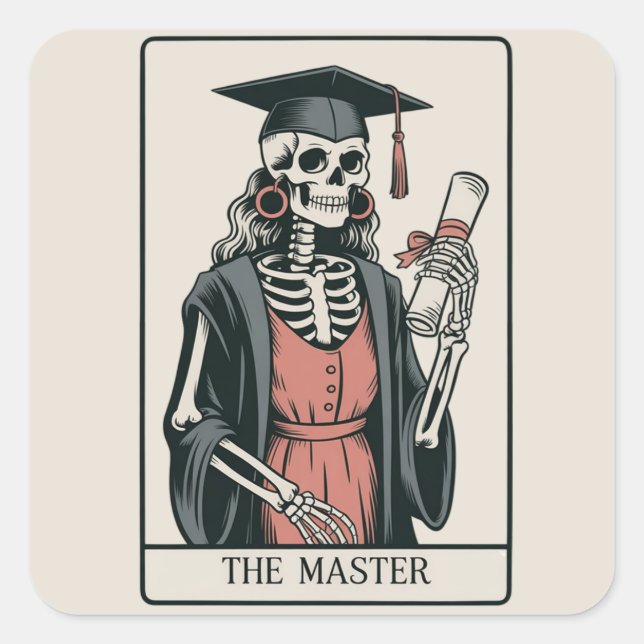 Funny Master Graduation Gift Skeleton Graduate  Square Sticker (Front)