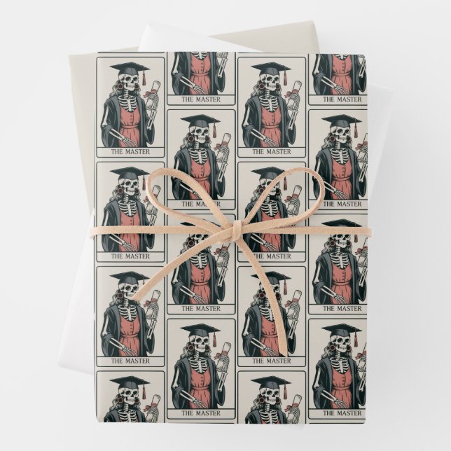 Funny Master Graduation Gift Skeleton Graduate  Wrapping Paper Sheet (In situ)
