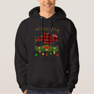 Funny Matching Buffalo Plaid Halibut Fish Christma Hoodie