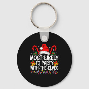 Funny Matching Christmas Most Likely To Party  Keychain