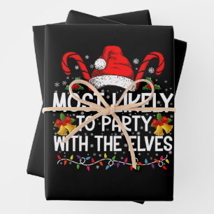 Funny Matching Christmas Most Likely To Party Wrapping Paper Sheet