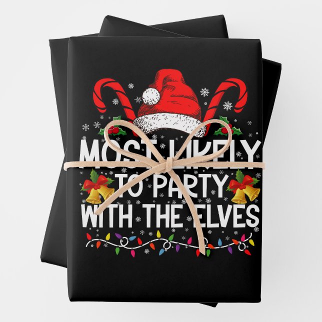 Funny Matching Christmas Most Likely To Party  Wrapping Paper Sheet (In situ)