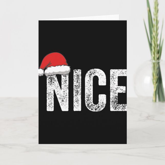 Funny Matching Couples Naughty Nice Christmas His  Card (Front)
