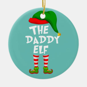 Funny Matching Family Christmas The Daddy Elf Ceramic Ornament