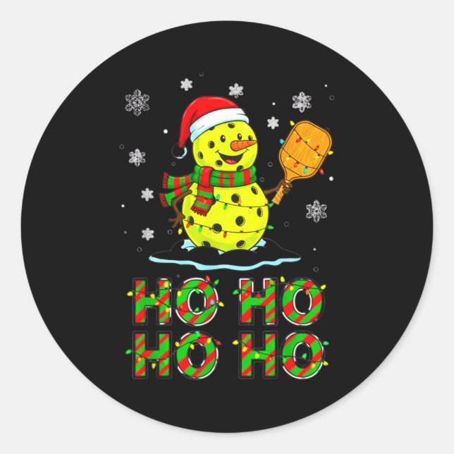 Funny Matching Family Santa Ho Ho Ho Ckleball Chri Classic Round Sticker (Front)
