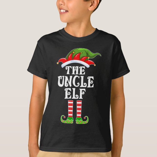 Funny Matching Family The Uncle Elf Christmas Cost T-Shirt (Front)