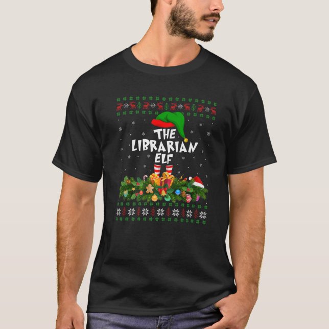 Funny Matching Family Ugly The Librarian Elf Chris T-Shirt (Front)