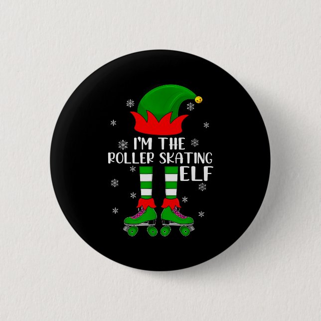 Funny Matching Group The Roller Skating Elf Christ 2 Inch Round Button (Front)