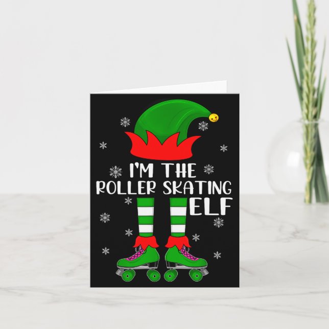 Funny Matching Group The Roller Skating Elf Christ Card (Front)