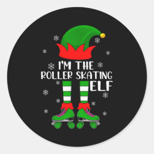 Funny Matching Group The Roller Skating Elf Christ Classic Round Sticker