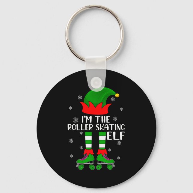 Funny Matching Group The Roller Skating Elf Christ Keychain (Front)