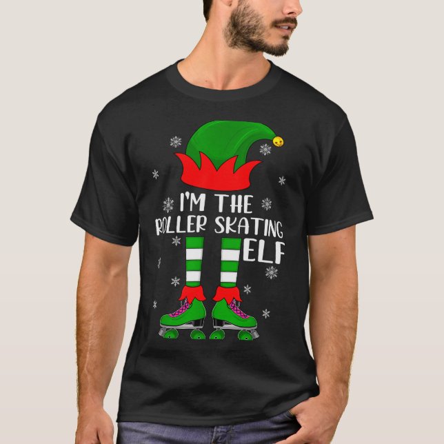 Funny Matching Group The Roller Skating Elf Christ T-Shirt (Front)