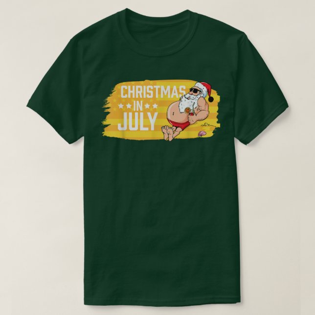 Funny Matching Santa Cocktail at Beach Christmas i T-Shirt (Design Front)