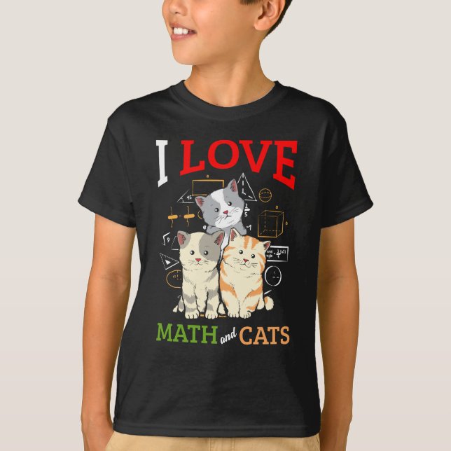 Funny Math and Cat Lover Animal Science Teacher T-Shirt (Front)