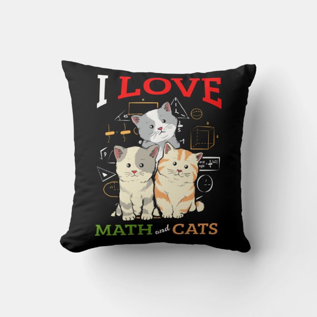 Funny Math and Cat Lover Animal Science Teacher Throw Pillow (Front)