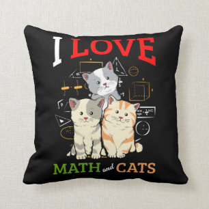 Funny Math and Cat Lover Animal Science Teacher Throw Pillow