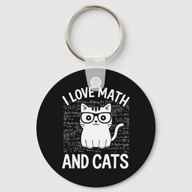 Funny Math and Cats Apparel for Teachers Students Keychain (Front)