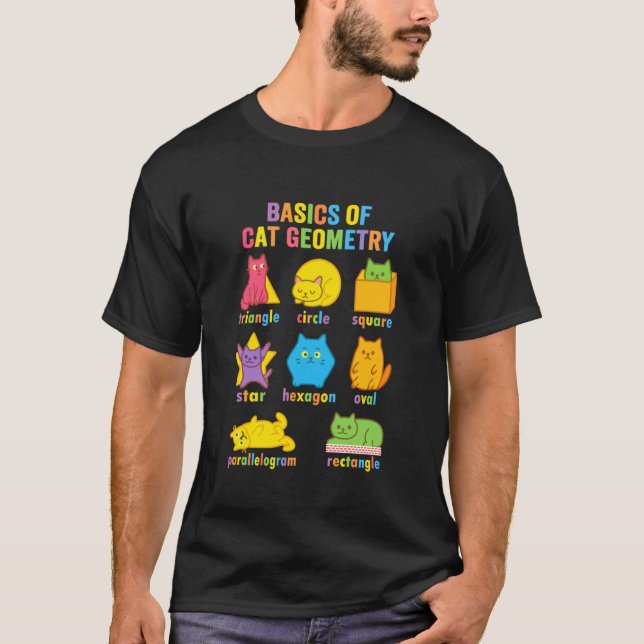 Funny Math Cat Geometry Back to School Mathematics T-Shirt (Front)