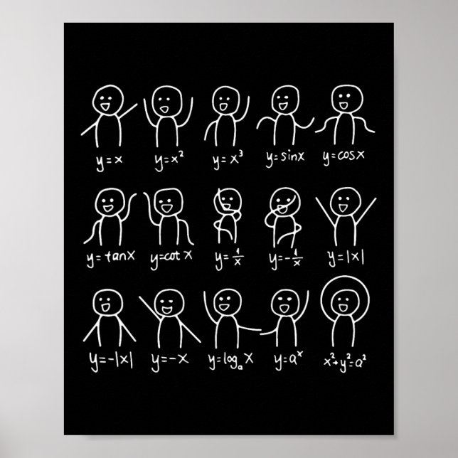 Funny Math Dances Happy Face Sketch Algebra Humour Poster (Front)