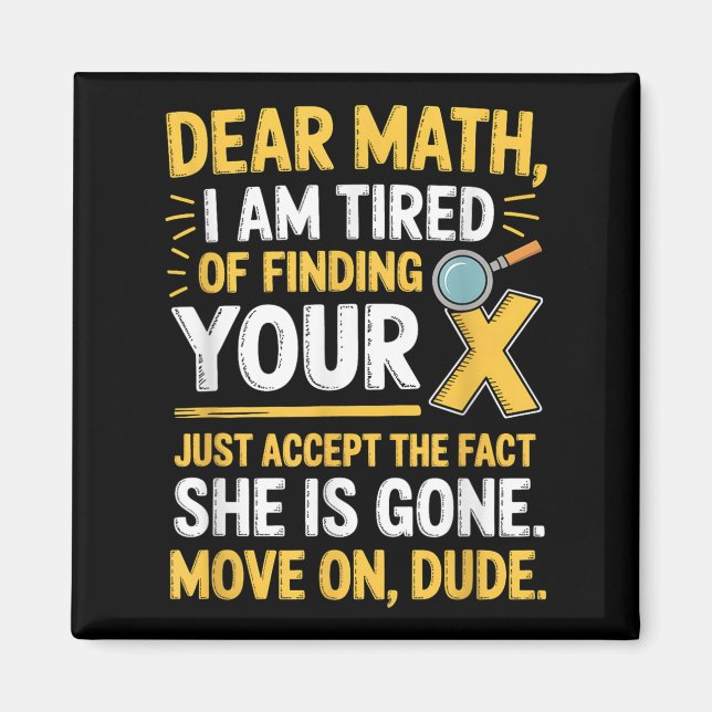 Funny Math Design For Boys Girls Math Teachers Men Magnet (Front)