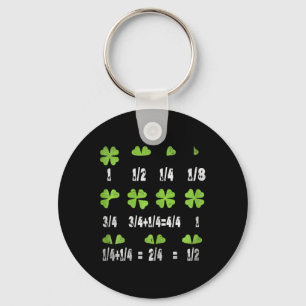 Funny Math Fraction Four Leaf Clover Teacher St Pa Keychain