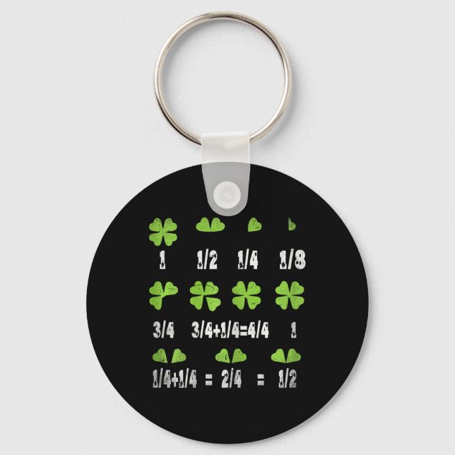 Funny Math Fraction Four Leaf Clover Teacher St Pa Keychain (Front)