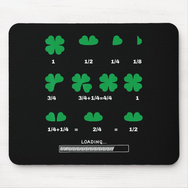 Funny Math Fraction Four Leaf Clover Teacher St Pa Mouse Pad (Front)