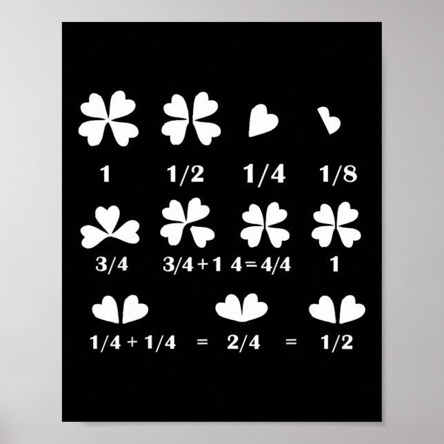 Funny Math Fraction Four Leaf Clover Teacher St Pa Poster (Front)