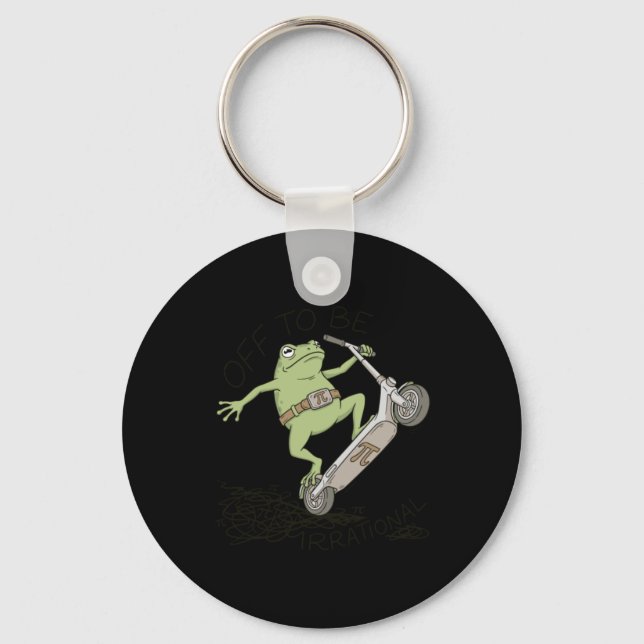 Funny Math Frog Pi Day Irrational Pun Scooter Keychain (Front)