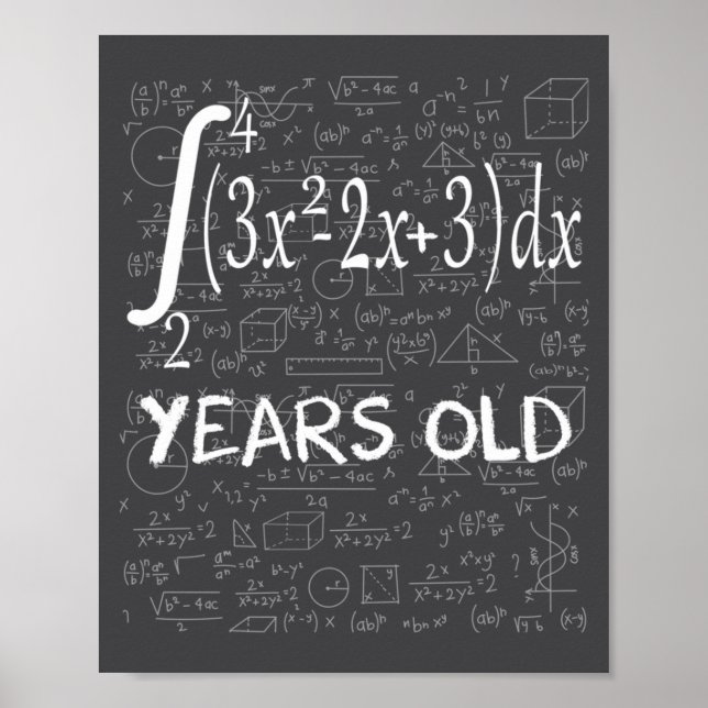 Funny Math Geek 50 Years Old 50th Birthday Integra Poster (Front)