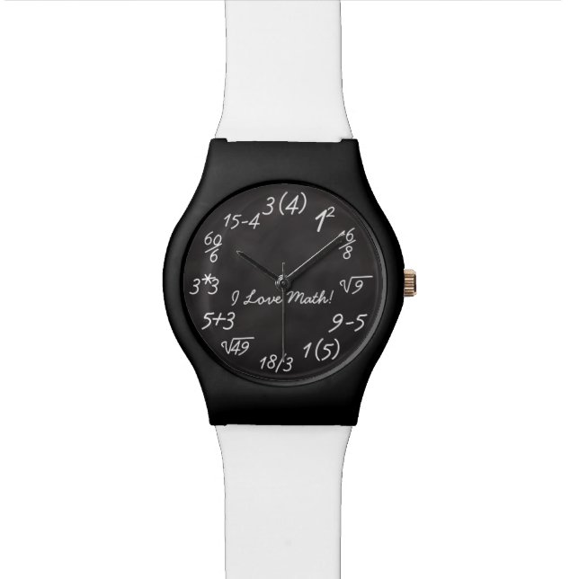 Funny Math Geek Chalkboard Equation Watch (Close Up)