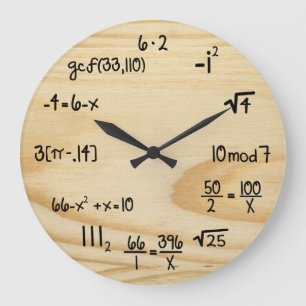 Funny Math Geek - "wood grain" Large Clock