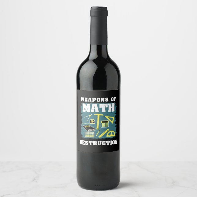 Funny Math Gifts Wine Label (Front)