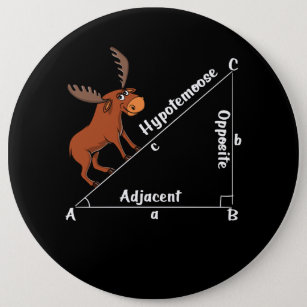 Funny Math Hypotemoose Geometry Moose Joke Pun 6 Inch Round Button