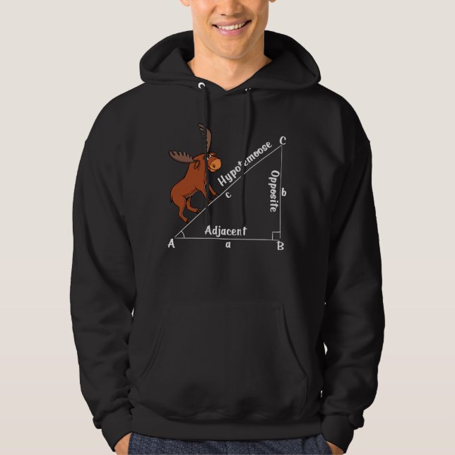 Funny Math Hypotemoose Geometry Moose Joke Pun Hoodie (Front)