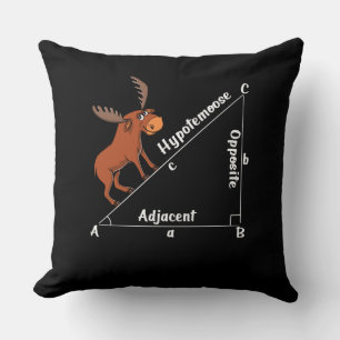 Funny Math Hypotemoose Geometry Moose Joke Pun Throw Pillow