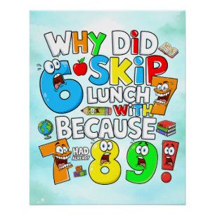 Funny Math Joke Numbers Sticker for Kids Poster