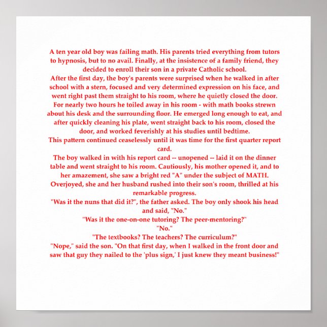 funny math joke poster (Front)